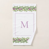 Aquarelle fleurs violettes, monogramme floral (Serviette à main)