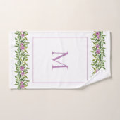 Aquarelle fleurs violettes, monogramme floral (Serviette à main)