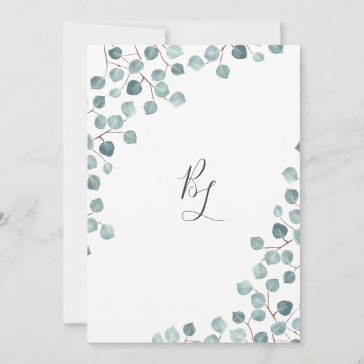 Aquarelle Flora Eucalyptus Invitation (Dos)