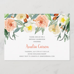 Aquarelle Flora Invitation d'anniversaire