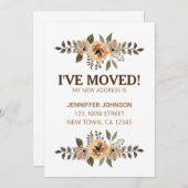 Aquarelle Flora I've Moved Faire-part Card (Devant / Derrière)