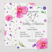Aquarelle Floral 31e Invitation anniversaire (Devant / Derrière)