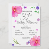 Aquarelle Floral 31e Invitation anniversaire (Devant)