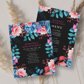 Aquarelle Floral 40th Birthday Programme Menu Noir