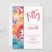 Aquarelle Floral 50e anniversaire Invitation (Devant)