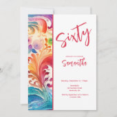 Aquarelle Floral 60e Invitation anniversaire (Devant)