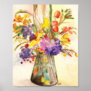 Aquarelle Floral 8x10 Premium Canvas Gloss Poster