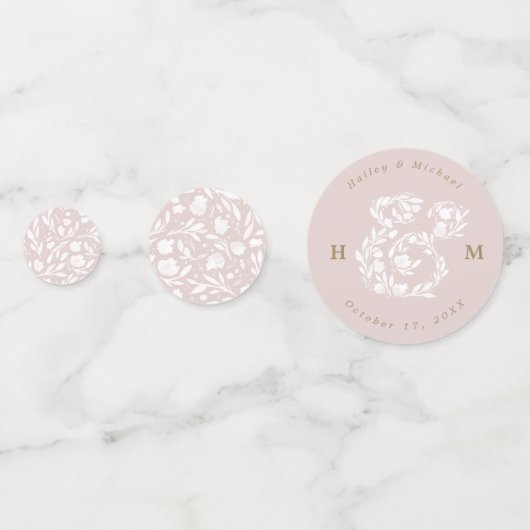 Aquarelle Floral Ampersand Mariage Table Confetti (Devant)