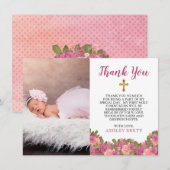 Aquarelle Floral Baby Girl Baptism Merci (Devant / Derrière)