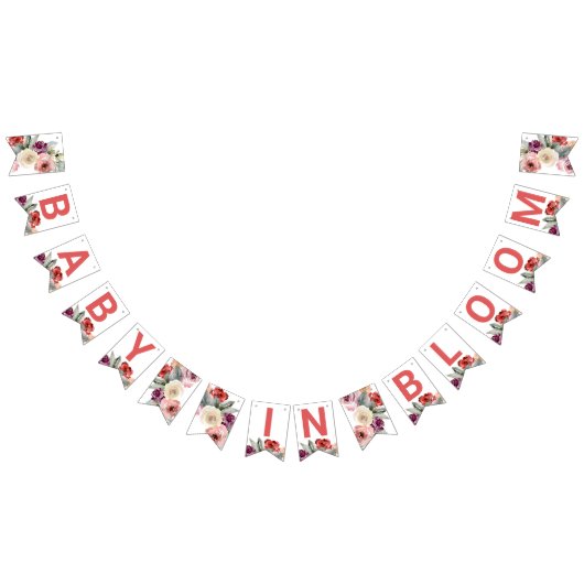 Aquarelle Floral Baby In Bloom Bunting drapeaux (Tout)