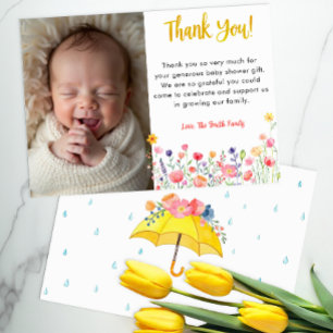 Aquarelle Floral Baby shower de printemps Merci vo