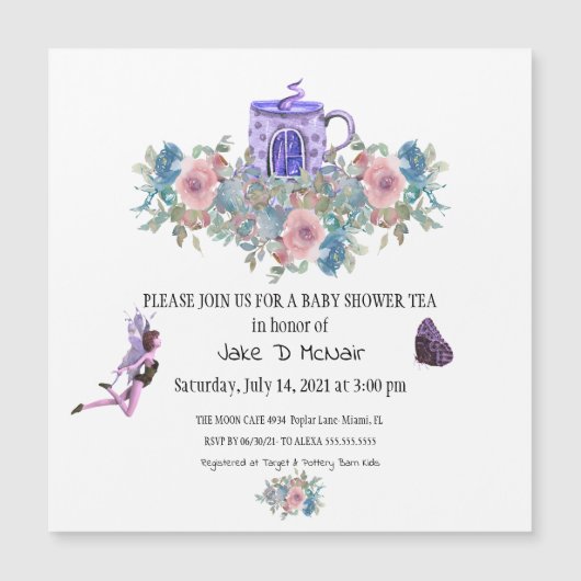 Aquarelle Floral Baby Tea Party Invitation (Devant)