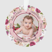 Aquarelle Floral Baby's First Christmas Photo Orn (devant)