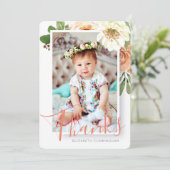 Aquarelle Floral Baptism Carte de remerciements (Debout devant)