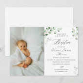 Aquarelle Floral Baptism Invitation (Devant / Derrière)