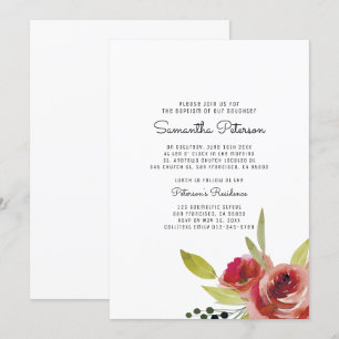 Aquarelle Floral Baptism Invitation