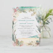 Aquarelle Floral Beach Grass Faire-part de mariage (Debout devant)