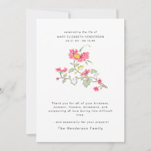 Aquarelle Floral Bereavement Merci funéraire