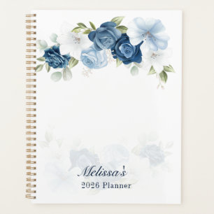 Aquarelle Floral Bleu Poussiéreux 2026
