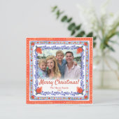 Aquarelle Floral Block Imprimer Photo Carte de Noë (Debout devant)