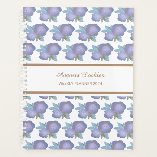 Aquarelle Floral Blue Gold Motif hebdomadaire (Devant)