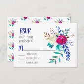 Aquarelle Floral Boho Chic RSVP (Devant / Derrière)