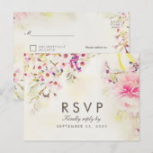 Aquarelle Floral Boho RSVP Carte postale Choix de  (Devant / Derrière)