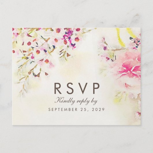 Aquarelle Floral Boho RSVP Carte postale Choix de  (Devant)