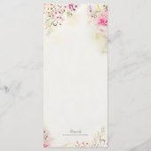 Aquarelle Floral Boho Vintage Wedding Menu (Dos)