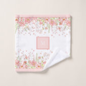 Aquarelle Floral Bordure Monogramme (Gant de toilette)