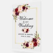 Aquarelle Floral Bourgogne Gold Mariage Bienvenue (Angle)