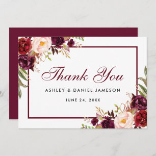 Aquarelle Floral Bourgogne Mariage Merci SB