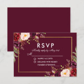 Aquarelle Floral Bourgogne Mariage RSVP BG (Devant / Derrière)