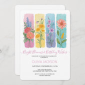Aquarelle Floral Brushstroke Invitation d'annivers (Devant / Derrière)