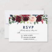 Aquarelle Floral Burgundy Mariage RSVP B (Devant)