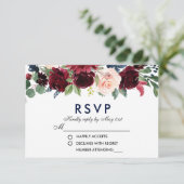Aquarelle Floral Burgundy Mariage RSVP B (Debout devant)