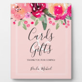 Aquarelle Floral Cartes et Cadeaux Rose Plaque (Devant)