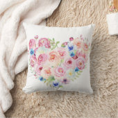 Aquarelle Floral Coeur Lancer Coussin (Couverture)
