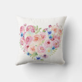 Aquarelle Floral Coeur Lancer Coussin (Verso)
