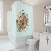 Aquarelle Floral Compas Douche rideau (En situation)