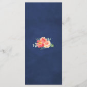 Aquarelle Floral Coral Marine Menu Mariage (Dos)