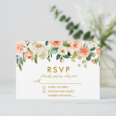 Aquarelle Floral Coral Or Mariage RSVP (Debout devant)