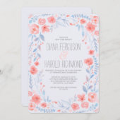 Aquarelle Floral Élégant Invitations de mariage (Devant / Derrière)