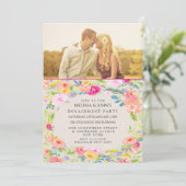 Aquarelle Floral Engagement Invitation photo (Debout devant)