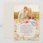 Aquarelle Floral Engagement Invitation photo (Devant / Derrière)