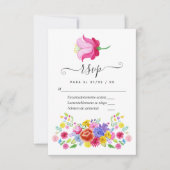Aquarelle Floral Espagne Fiesta Wedding Carte RSVP (Devant)
