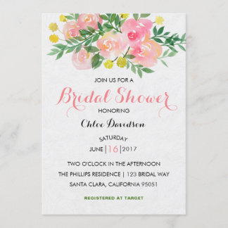 Aquarelle Floral Garden Invitation à la douche nup