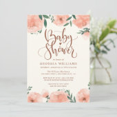 Aquarelle Floral Girl Baby shower Invitation (Debout devant)