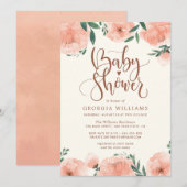 Aquarelle Floral Girl Baby shower Invitation (Devant / Derrière)