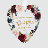 Aquarelle Floral Gold Script Premier Noël (devant)